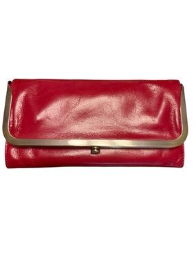 Red Leather Clutch Wallet - Classic Fold-Over Style hobo Rachel Classic